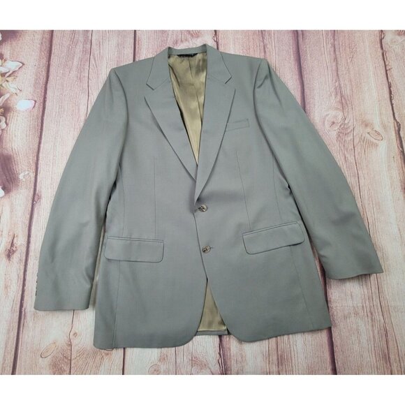 Burberry Men 100% Wool Tweed Tan Herringbone Blazer Jacket Lined - Picture 2 of 16